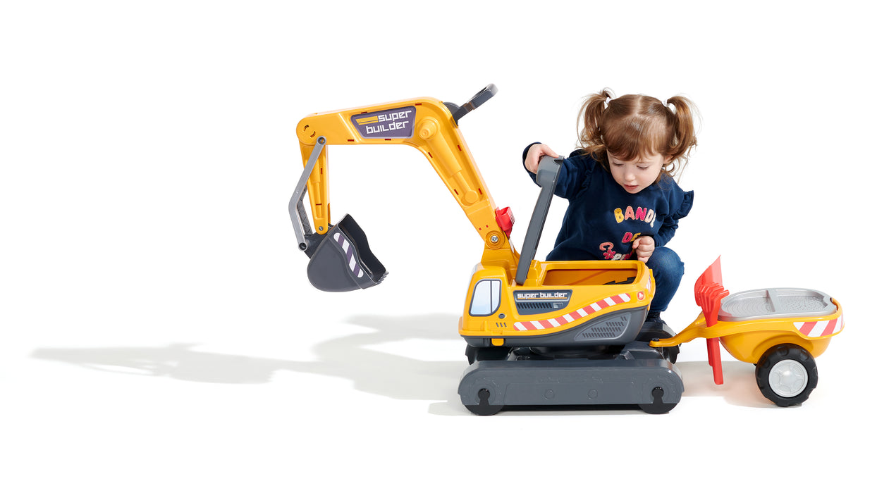 Falk Bagger mit klappbarem SItz, Anhänger und Sandspielzeug