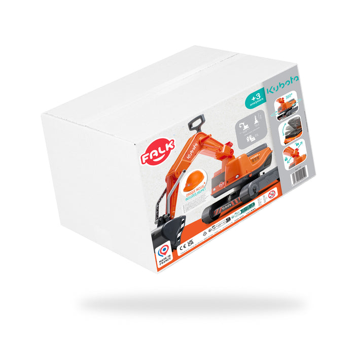 Sitzbagger Kubota mit klappbarem Sitz und Helm