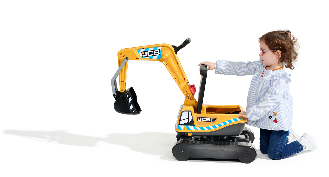 Sitzbagger JCB mit klappbarem Sitz und Helm