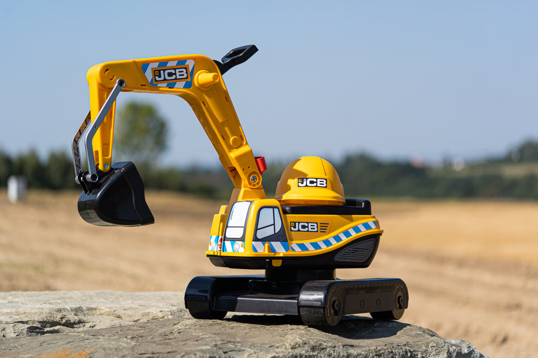 Sitzbagger JCB mit klappbarem Sitz und Helm