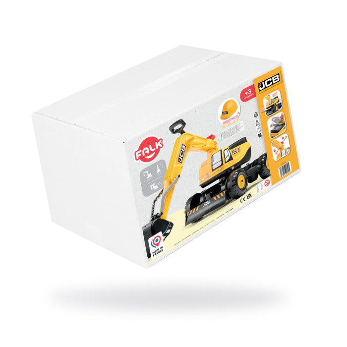 Reifenbagger JCB mit klappbarem Sitz und Helm