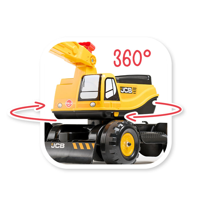 Reifenbagger JCB mit klappbarem Sitz und Helm