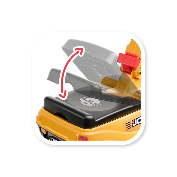 Reifenbagger JCB mit klappbarem Sitz und Helm