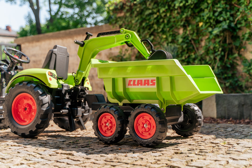 Trettraktor Claas mit Frontlader, Heckbagger und Anhänger