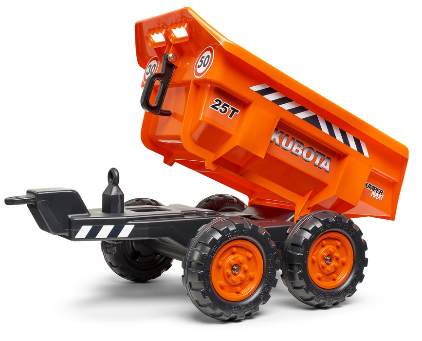Trettraktor Kubota mit Frontlader, Heckbagger und Anhänger