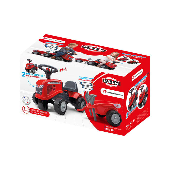 Lauftraktor Massey Ferguson mit Anhänger, Schaufel und Rechen