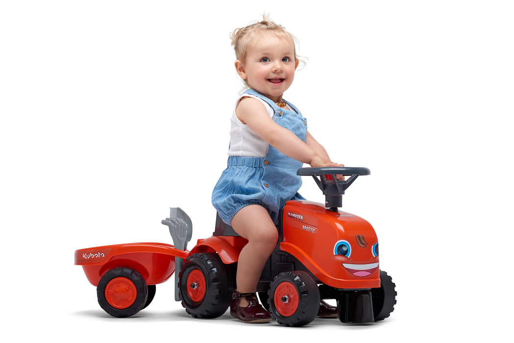 Lauftraktor Kubota mit Anhänger,, Schaufel und Rechen