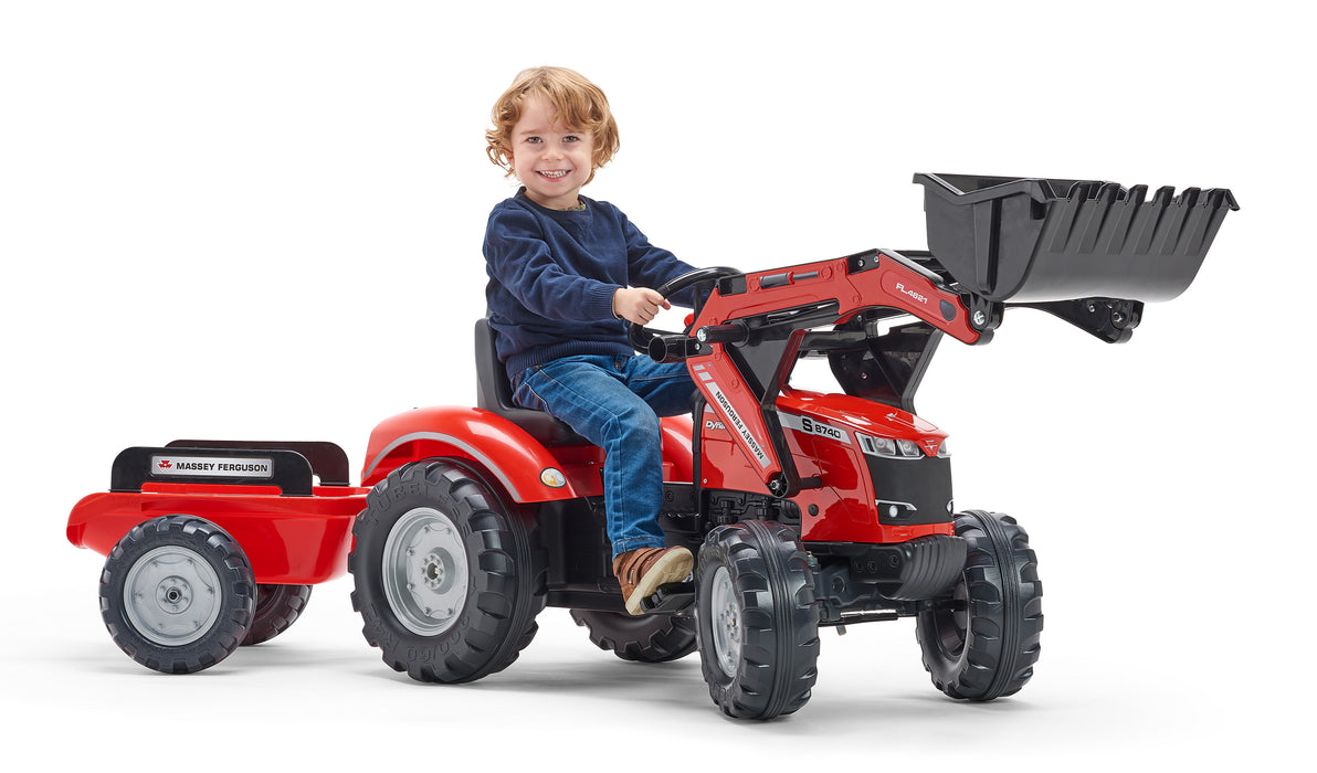 Trettraktor Massey Ferguson S8740 mit Frontlader und Anhänger