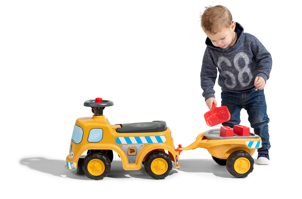 Rutscher JCB, mit klappbarem Sitz, Anhänger und Sandspielzeug