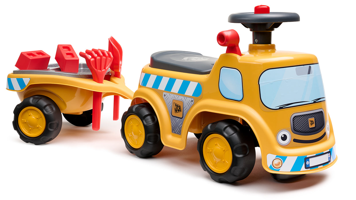 Rutscher JCB, mit klappbarem Sitz, Anhänger und Sandspielzeug