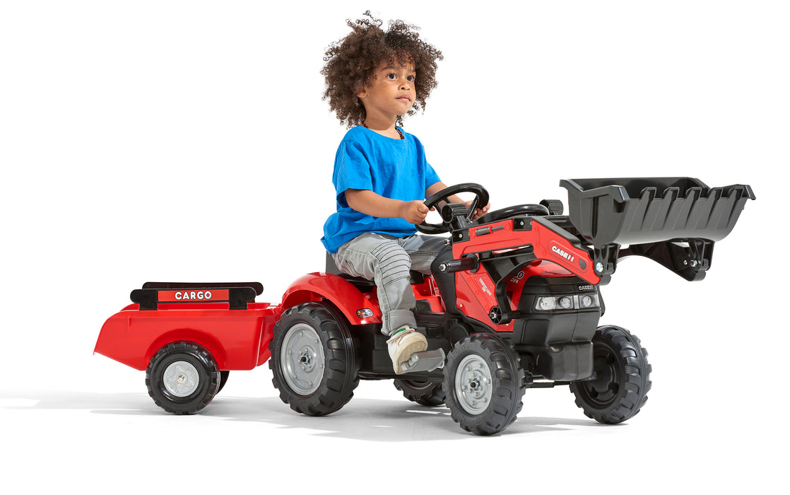Falk Traktor Case mit Frontlader und Anhänger