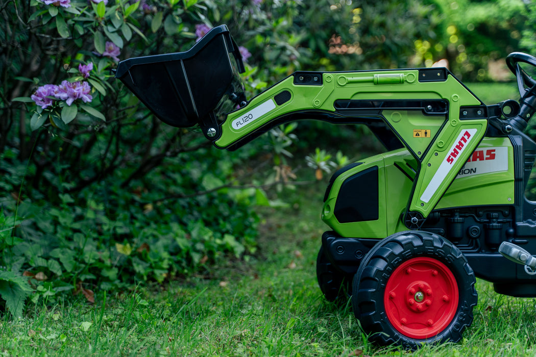 Trettraktor Claas Arion 430 mit Anhänger, Frontlader und Überrollbügel