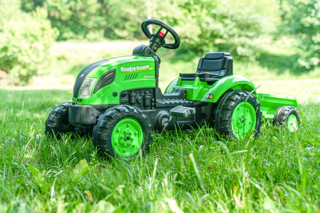 Falk Trettraktor Country Farmer grün mit Anhänger