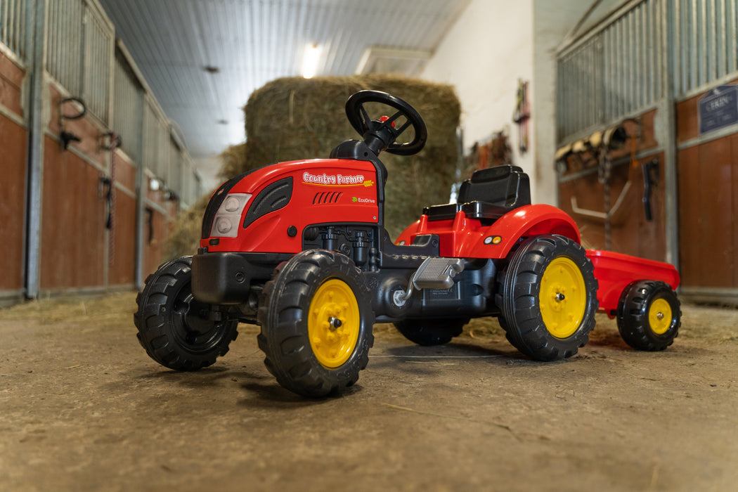 Falk Trettraktor Country Farmer rot mit Anhänger