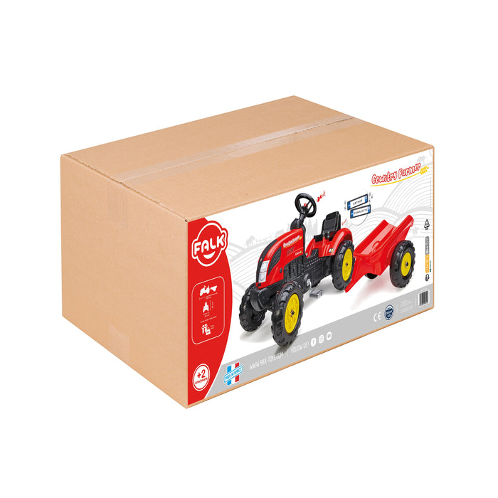 Falk Trettraktor Country Farmer rot mit Anhänger