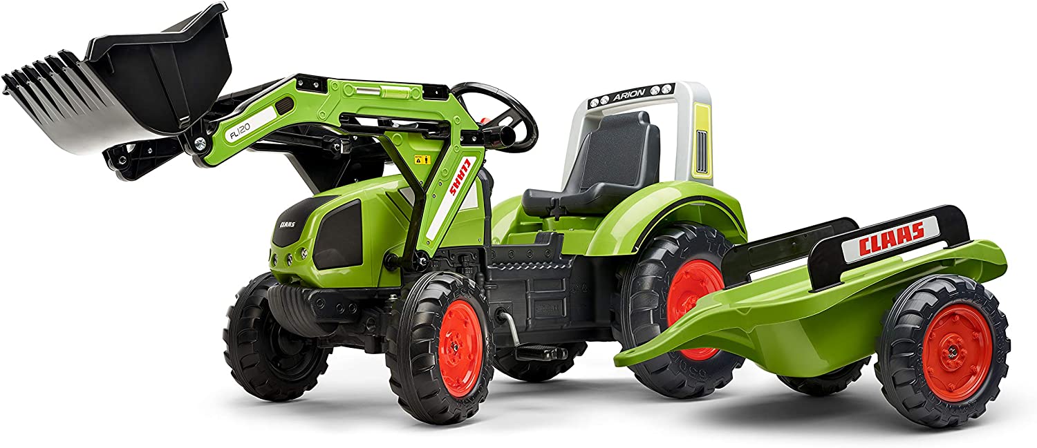Trettraktor Claas Arion 430 mit Anhänger, Frontlader und Überrollbügel