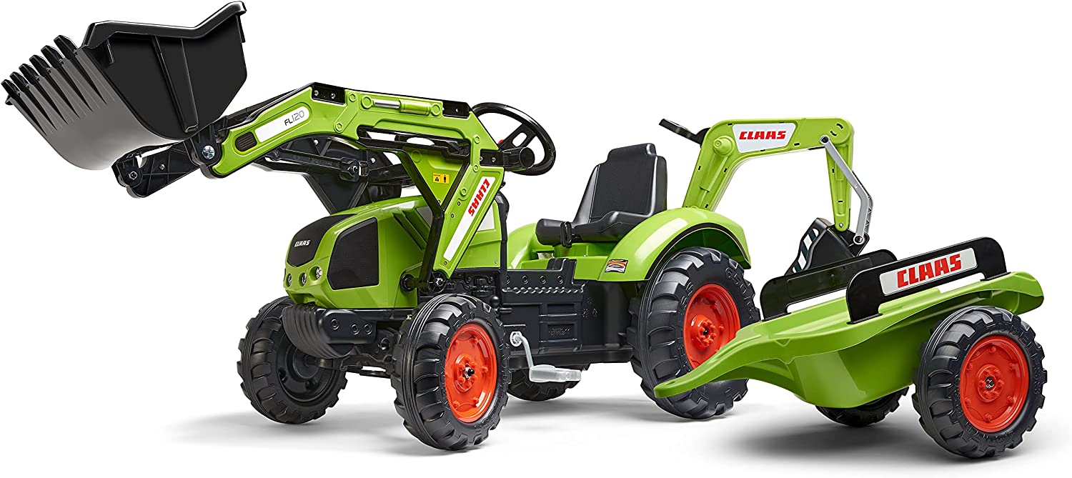 Trettraktor Claas Arion 430 mit Frontlader, Anhänger und Heckbagger