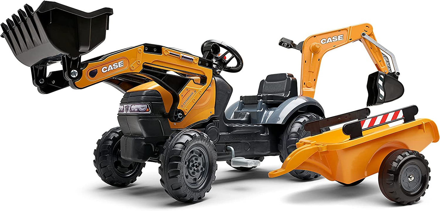 Falk Trettraktor Case CE 580 Super N mit Frontlader und Heckbagger