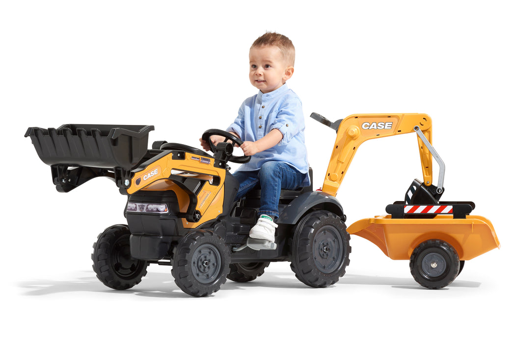 Falk Trettraktor Case CE 580 Super N mit Frontlader und Heckbagger