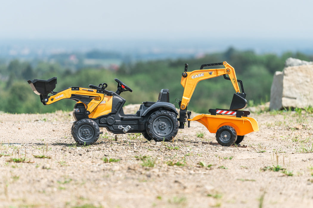 Falk Trettraktor Case CE 580 Super N mit Frontlader und Heckbagger