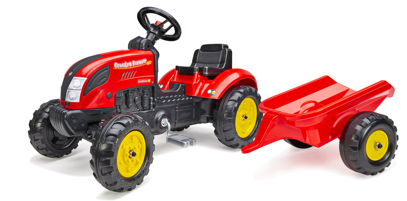 Falk Trettraktor Country Farmer rot mit Anhänger